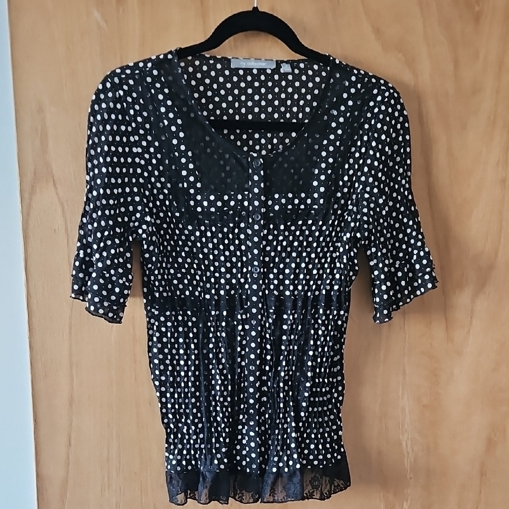 Black and White Polka Dot Women's Top